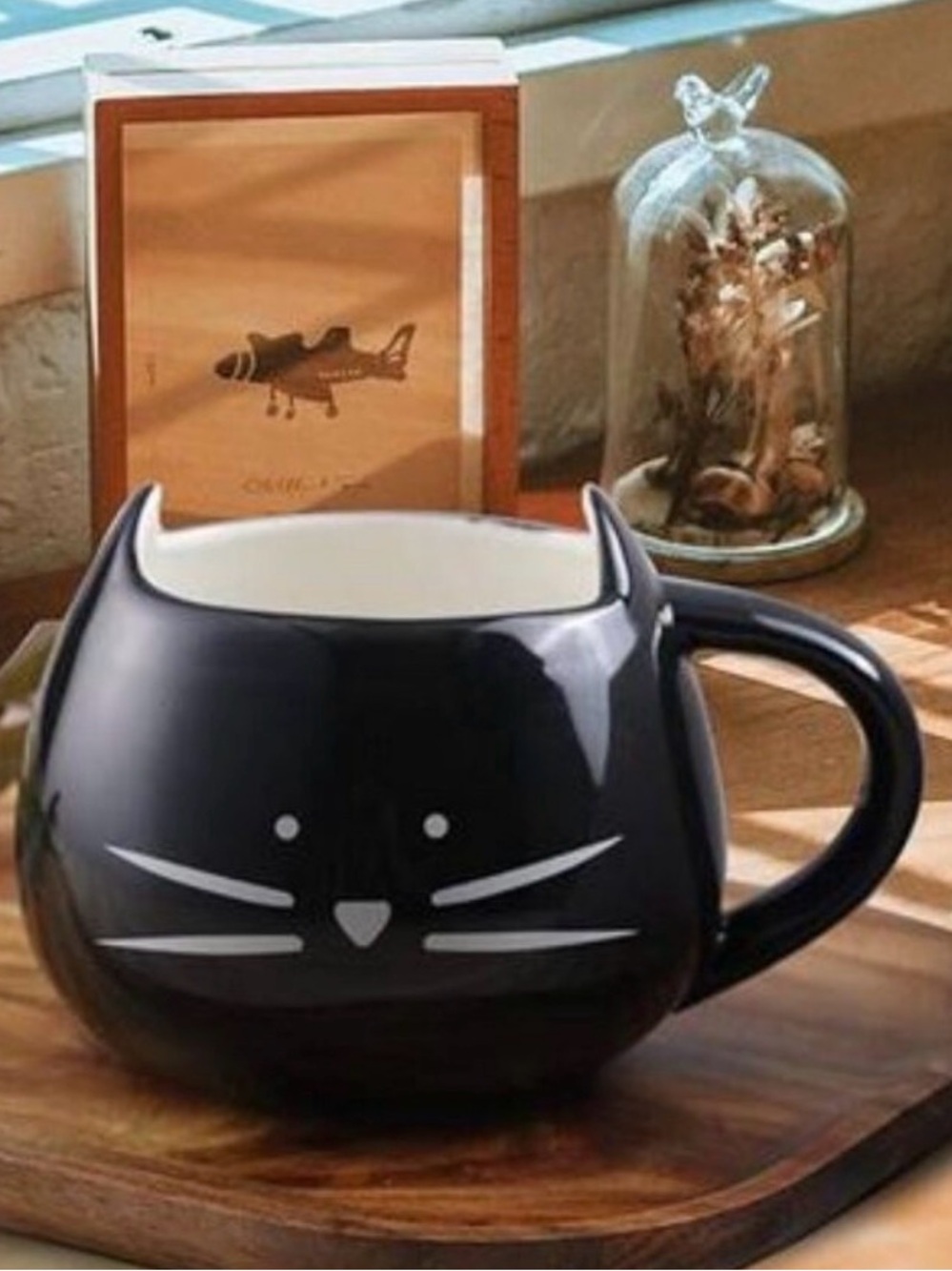TAG Black Cat Figural Ceramic Mug - Whimsical 3D Cat Face 12oz